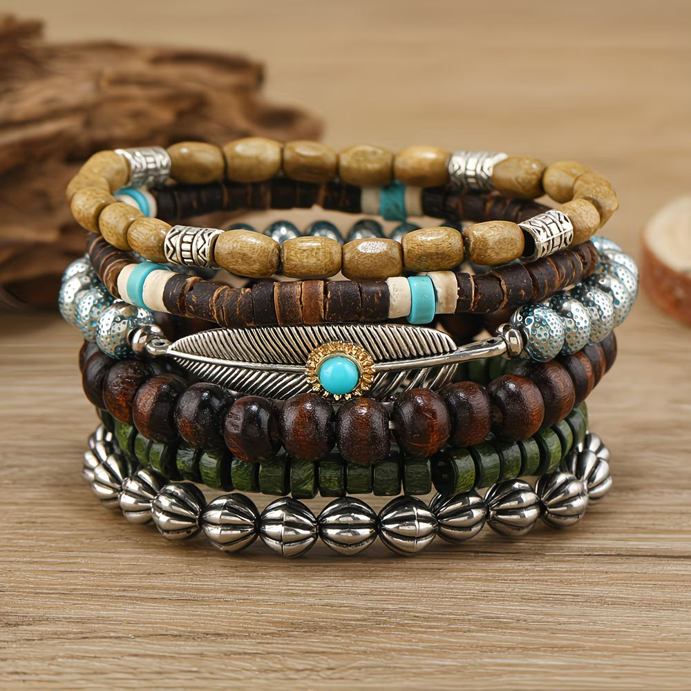 42pc Bohemian Wooden Bead Bracelet Mega-Set.