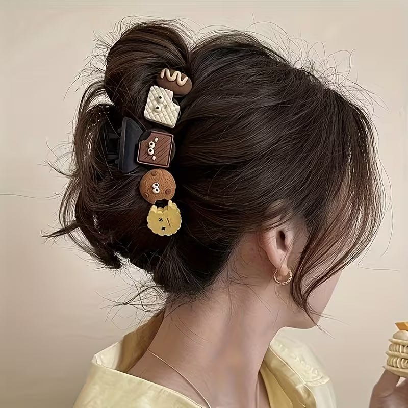 4 Large Hairpins in Designer Wavy Pearl Color Blocks.