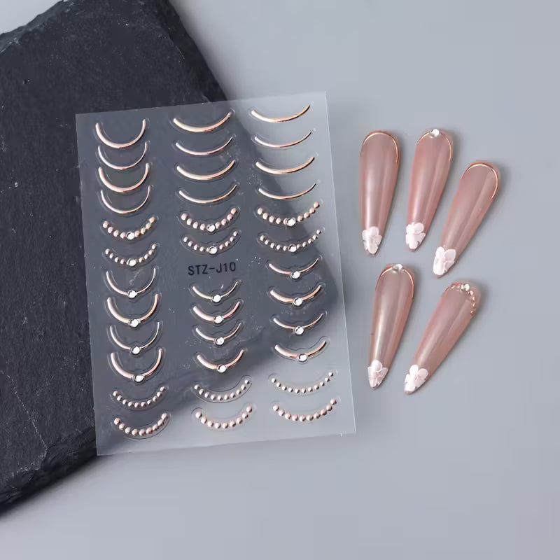4pcs Rhinestone French-Style Nail Sticker Set.