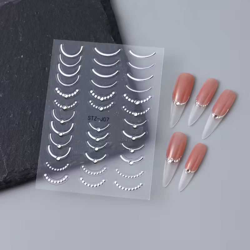 4pcs Rhinestone French-Style Nail Sticker Set.