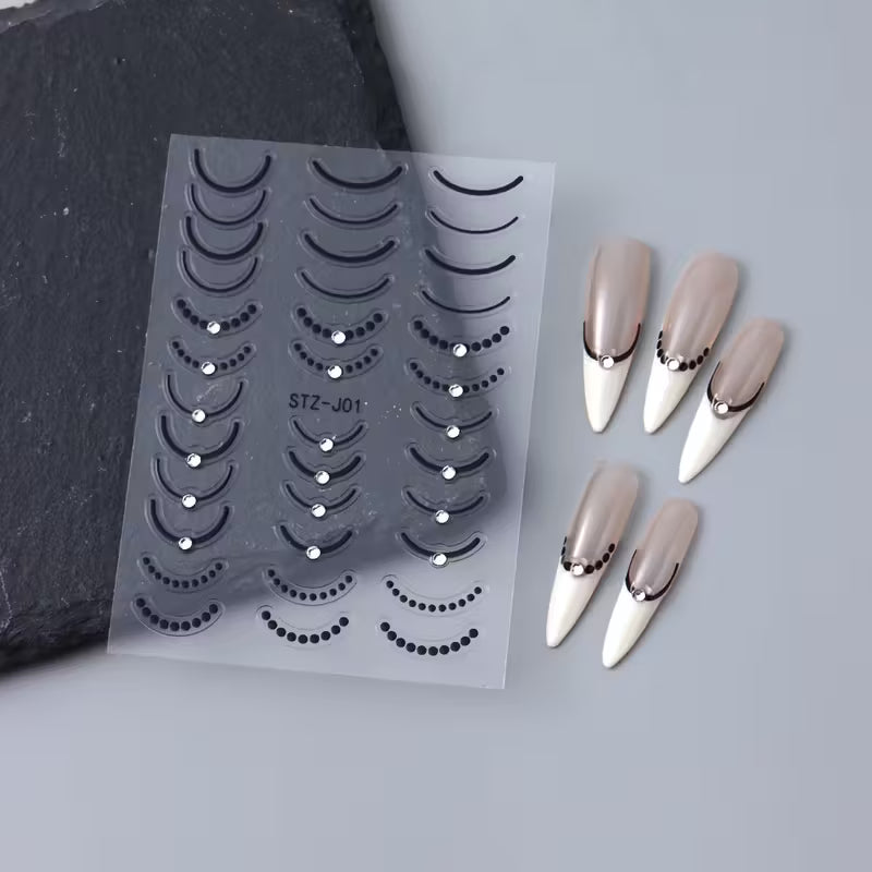 4pcs Rhinestone French-Style Nail Sticker Set.