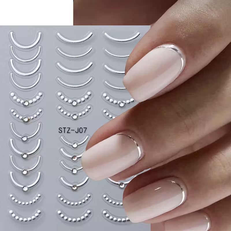 4pcs Rhinestone French-Style Nail Sticker Set.