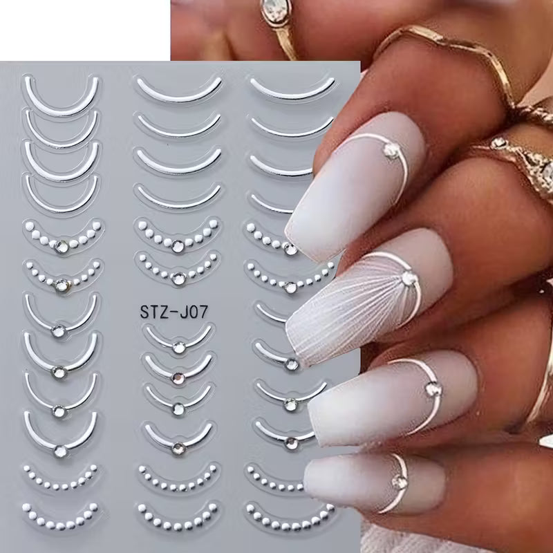 4pcs Rhinestone French-Style Nail Sticker Set.