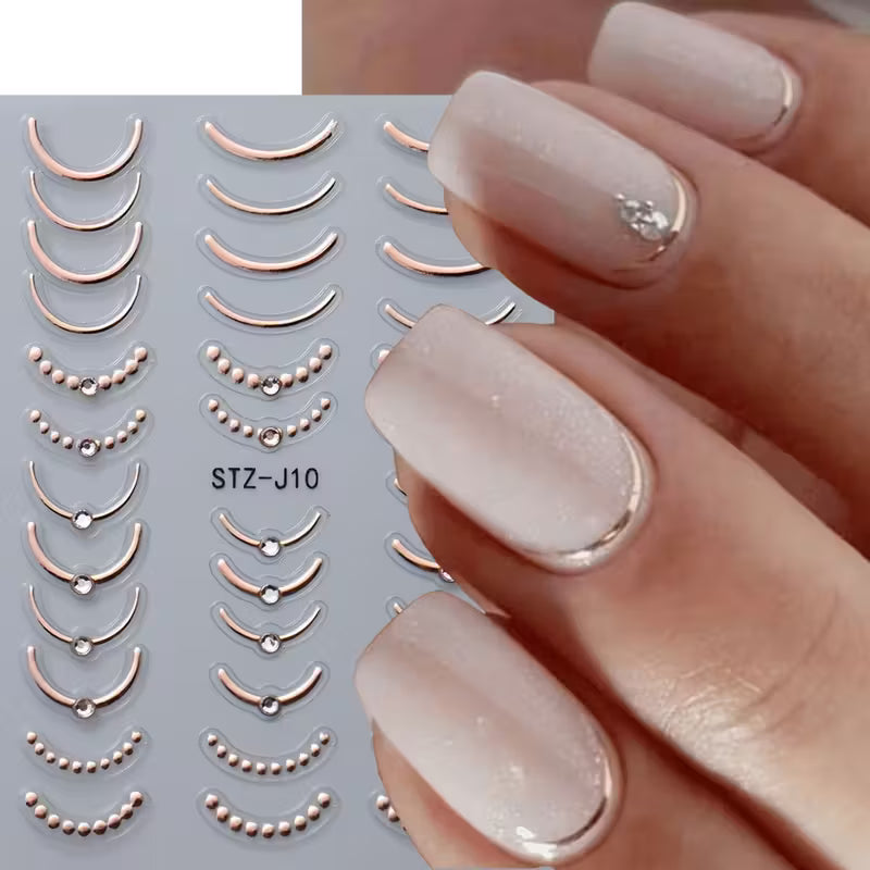 4pcs Rhinestone French-Style Nail Sticker Set.