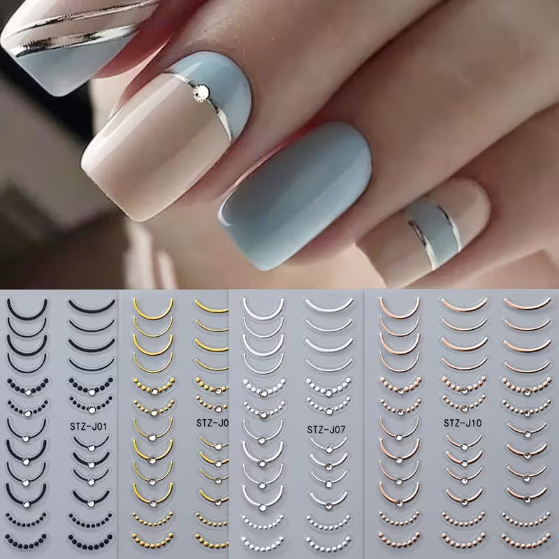 4pcs Rhinestone French-Style Nail Sticker Set.
