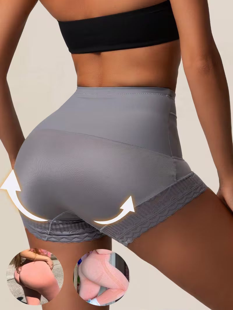 4pcs Solid Color High Waist Tummy Tuck Panties.