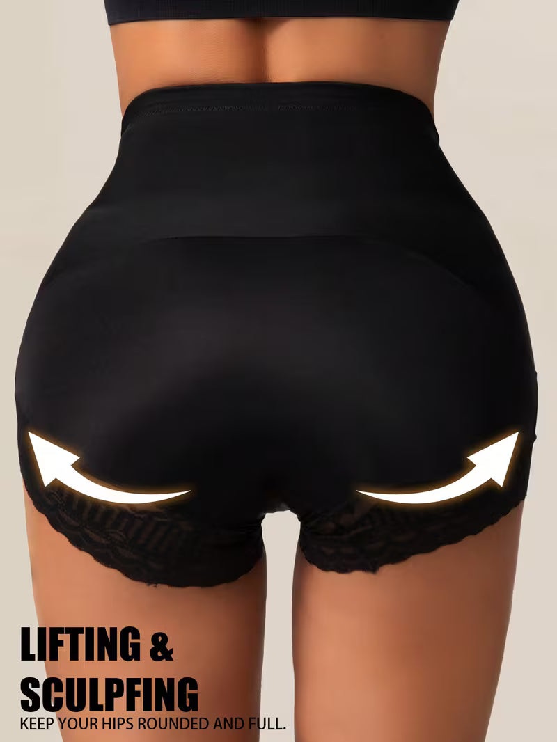 4pcs Solid Color High Waist Tummy Tuck Panties.