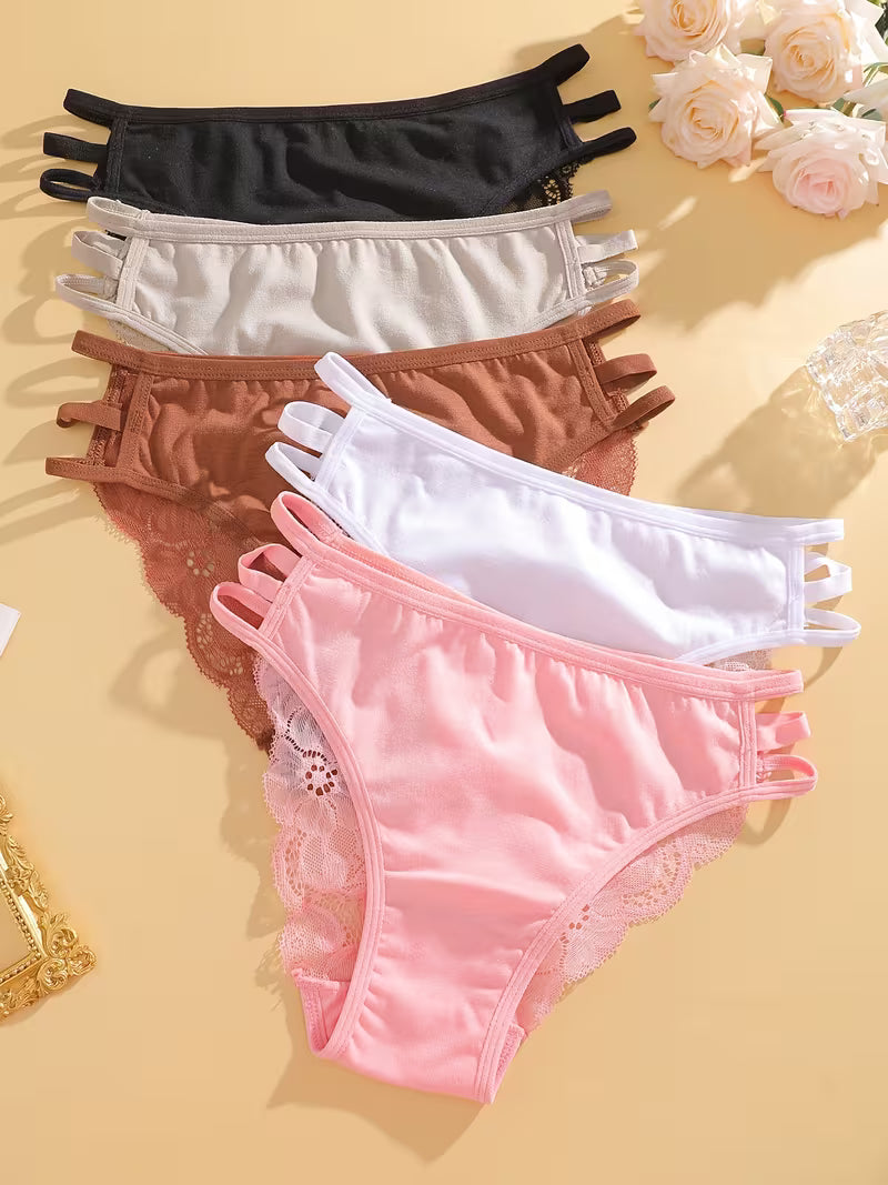 5-Pack Elegant Lace Patchwork Briefs.