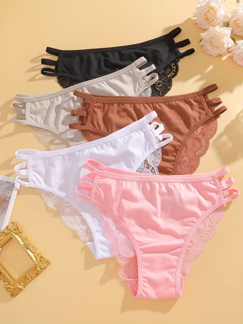 5-Pack Elegant Lace Patchwork Briefs.