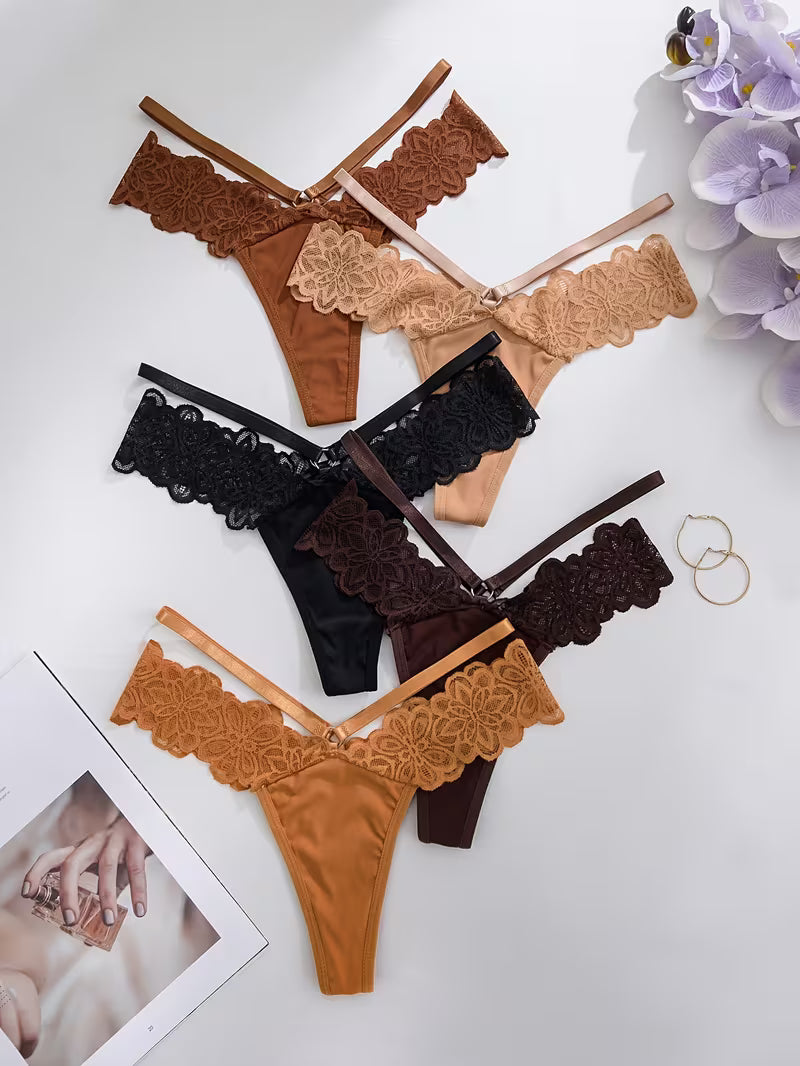 5-Pack Women’s Solid Color V-String Thongs – Soft Knit Set.