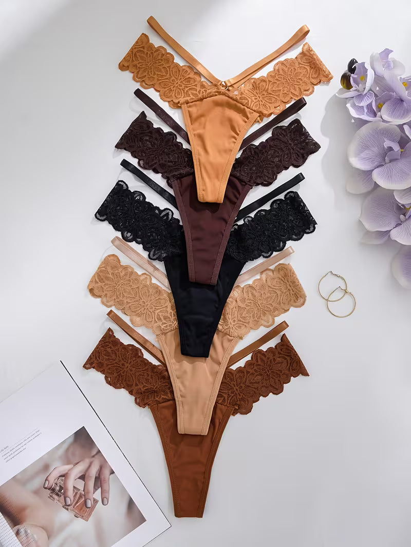 5-Pack Women’s Solid Color V-String Thongs – Soft Knit Set.