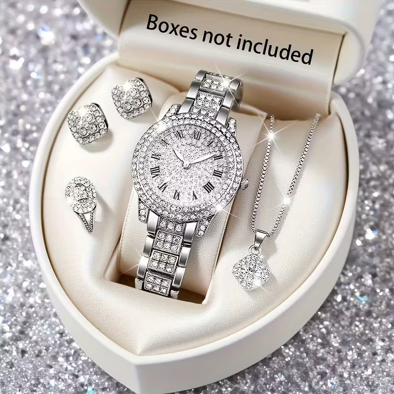 5-Piece Watch & Jewelry Suite Luxury Fashion Set.