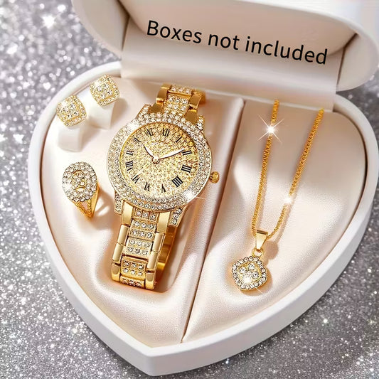 5-Piece Watch & Jewelry Suite Luxury Fashion Set.