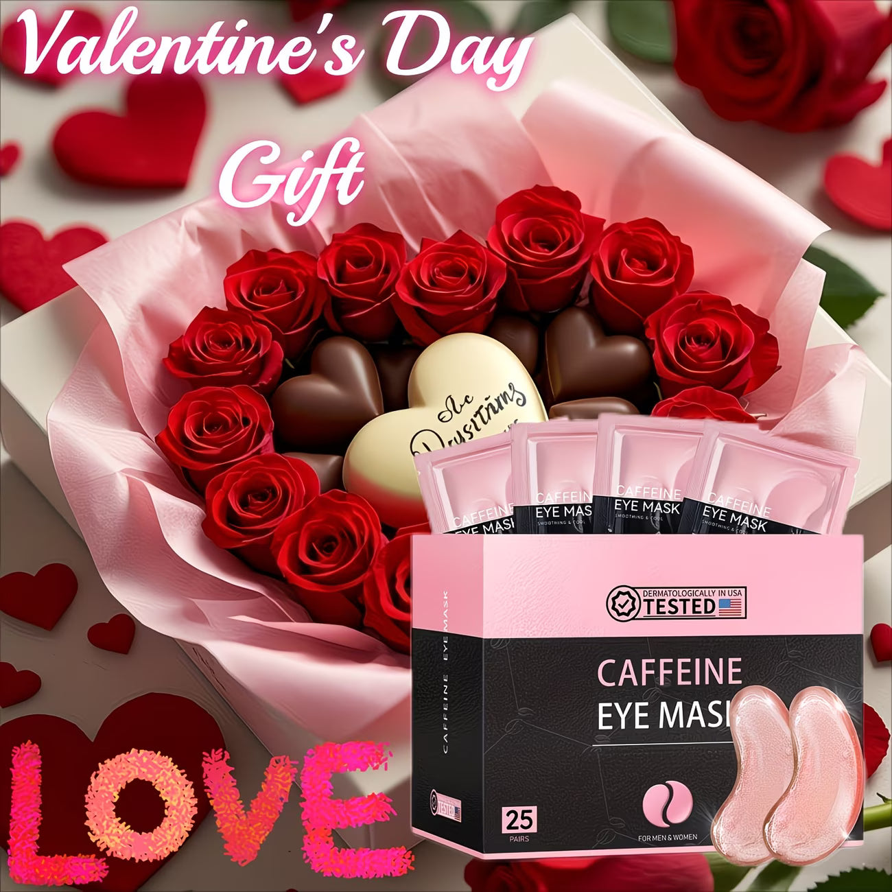 50-Pair Collagen & Caffeine Eye & Lip Mask Set.