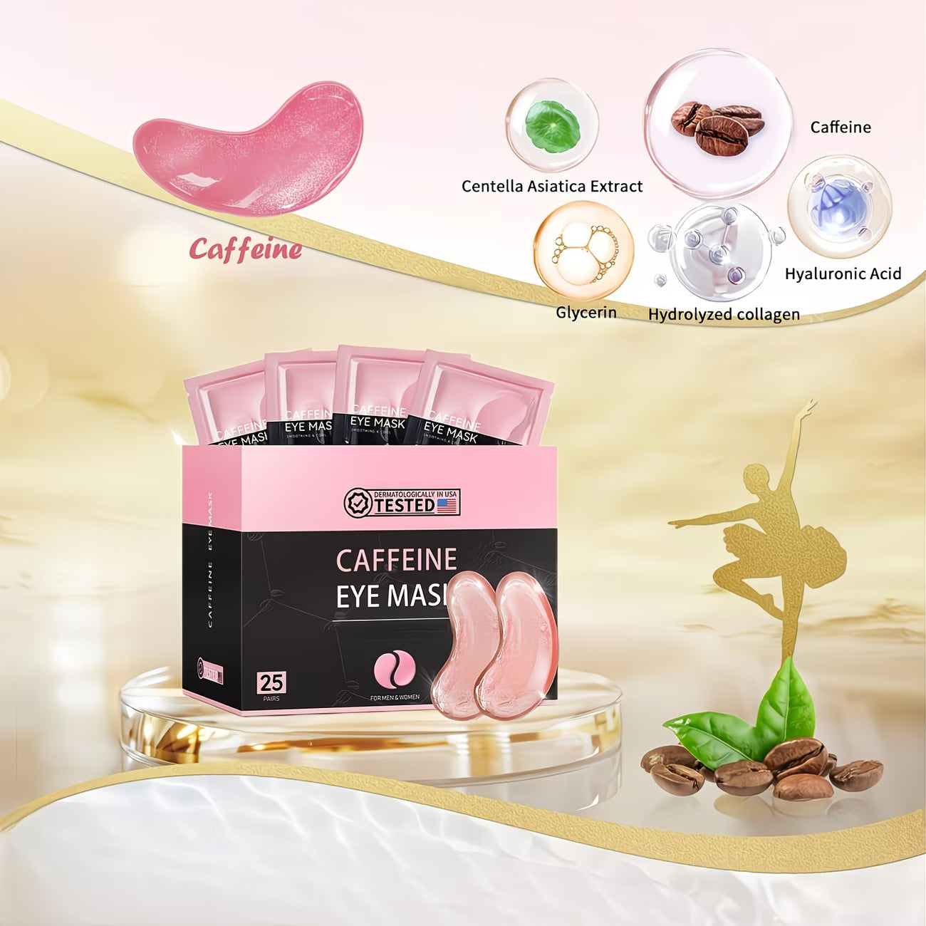 50-Pair Collagen & Caffeine Eye & Lip Mask Set.