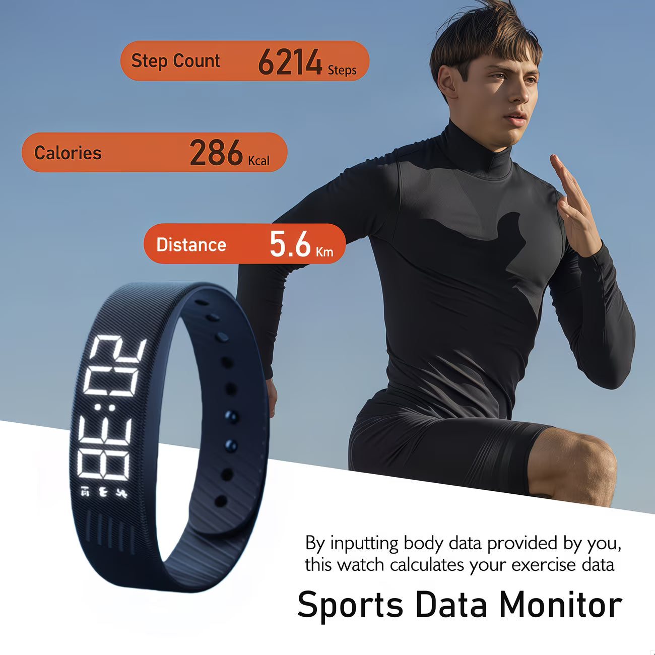 5C Sport Digital Pedometer Watch.