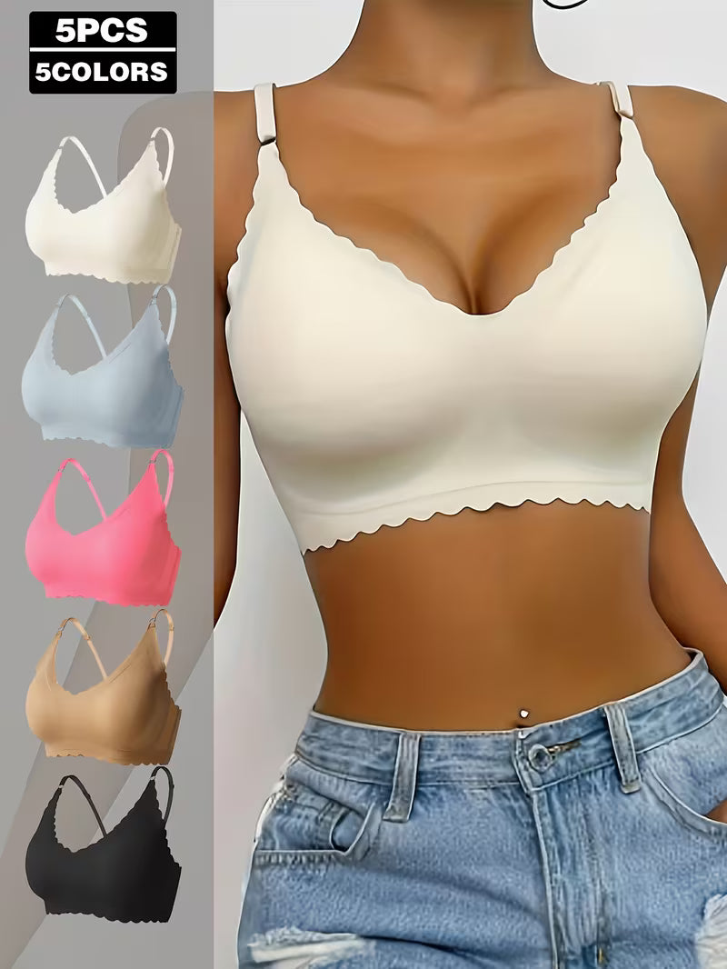 5pcs/Set Women's Wave-Shaped Seamless Bras