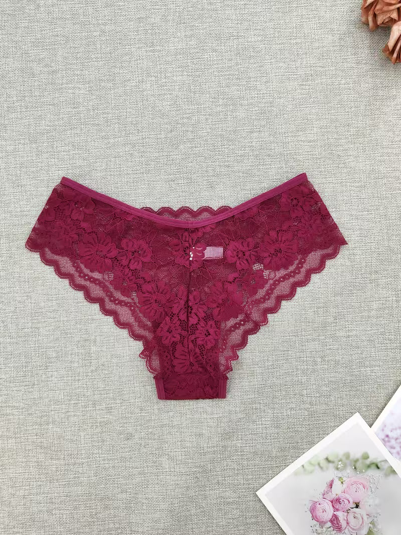6-Pack Women’s Contrast Lace Bikini Panties.