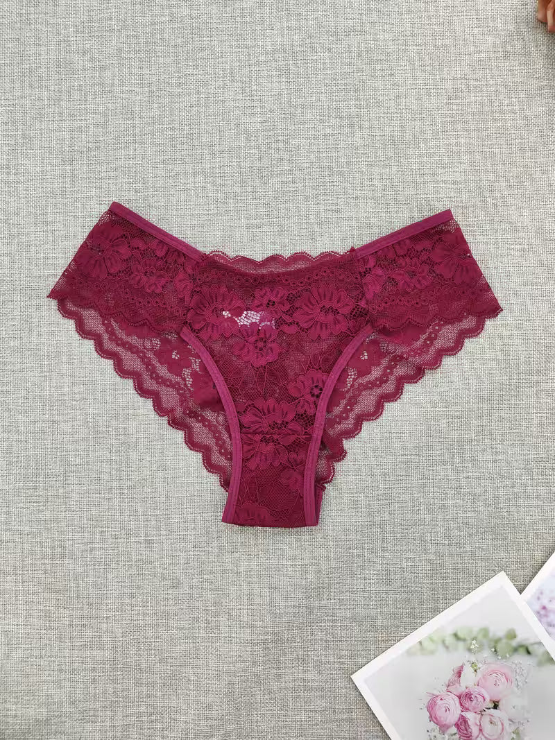 6-Pack Women’s Contrast Lace Bikini Panties.