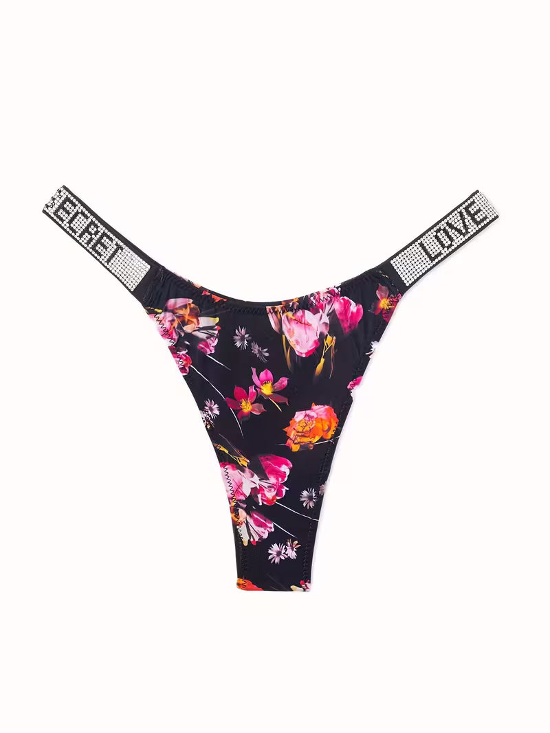 6-Pack Women’s Rhinestone Letter Thongs