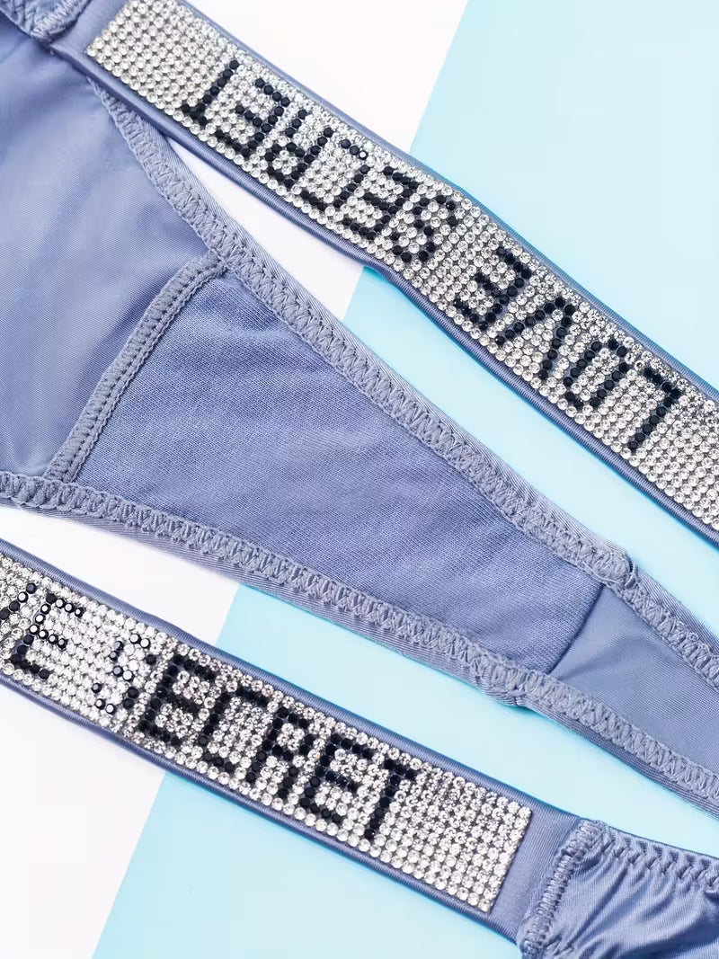 6-Pack Women’s Rhinestone Letter Thongs