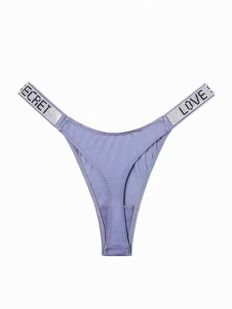 6-Pack Women’s Rhinestone Letter Thongs