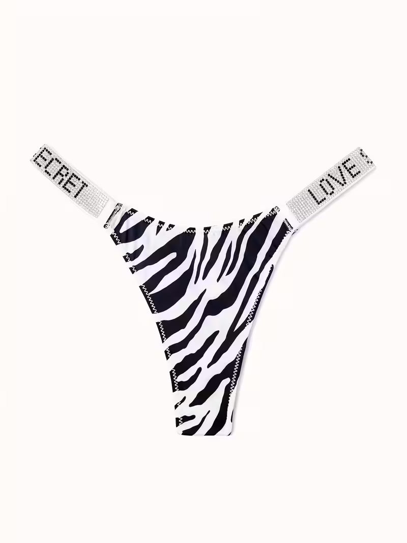 6-Pack Women’s Rhinestone Letter Thongs