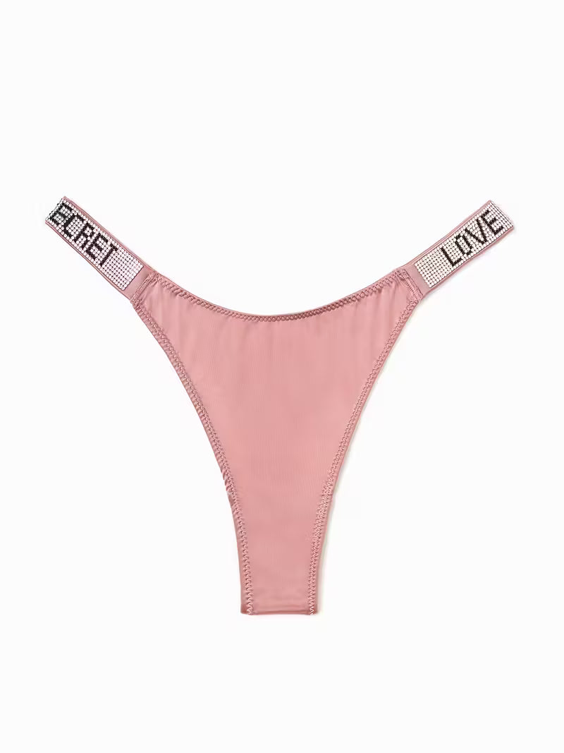 6-Pack Women’s Rhinestone Letter Thongs