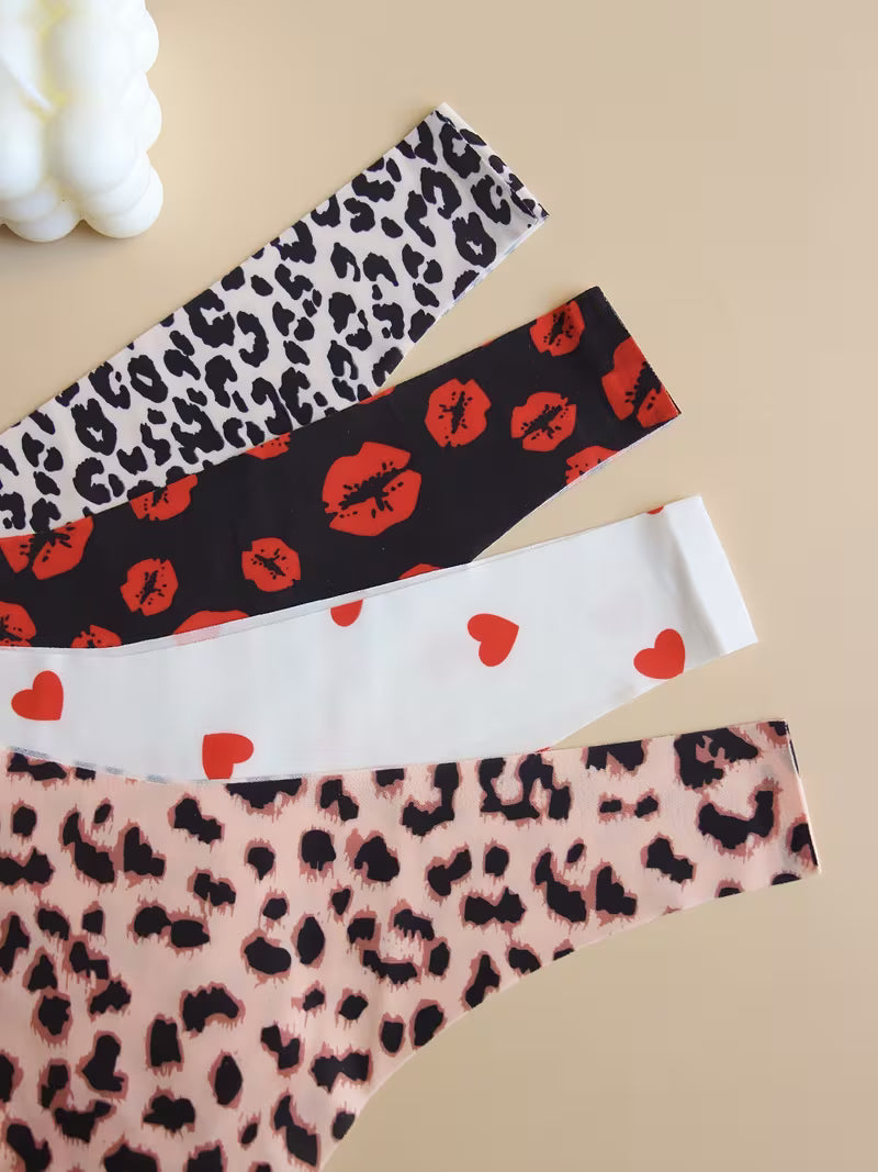 7pcs Graphic Print Seamless Thongs