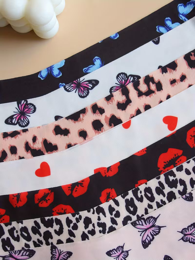 7pcs Graphic Print Seamless Thongs