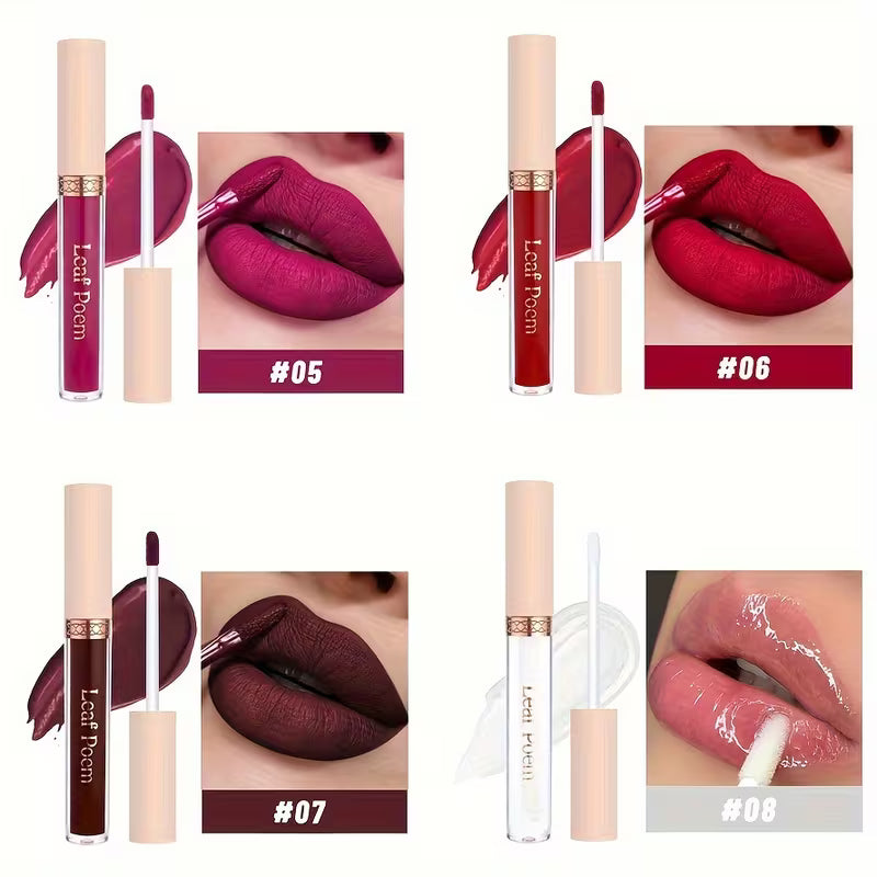 8pcs Waterproof Matte Liquid Lipstick Set.