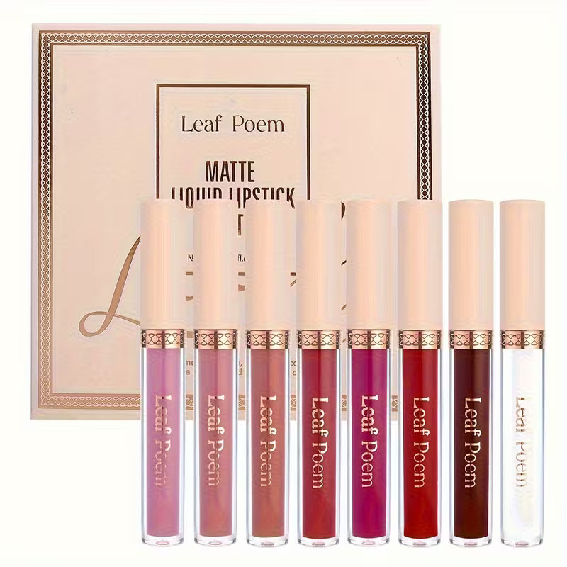 8pcs Waterproof Matte Liquid Lipstick Set.