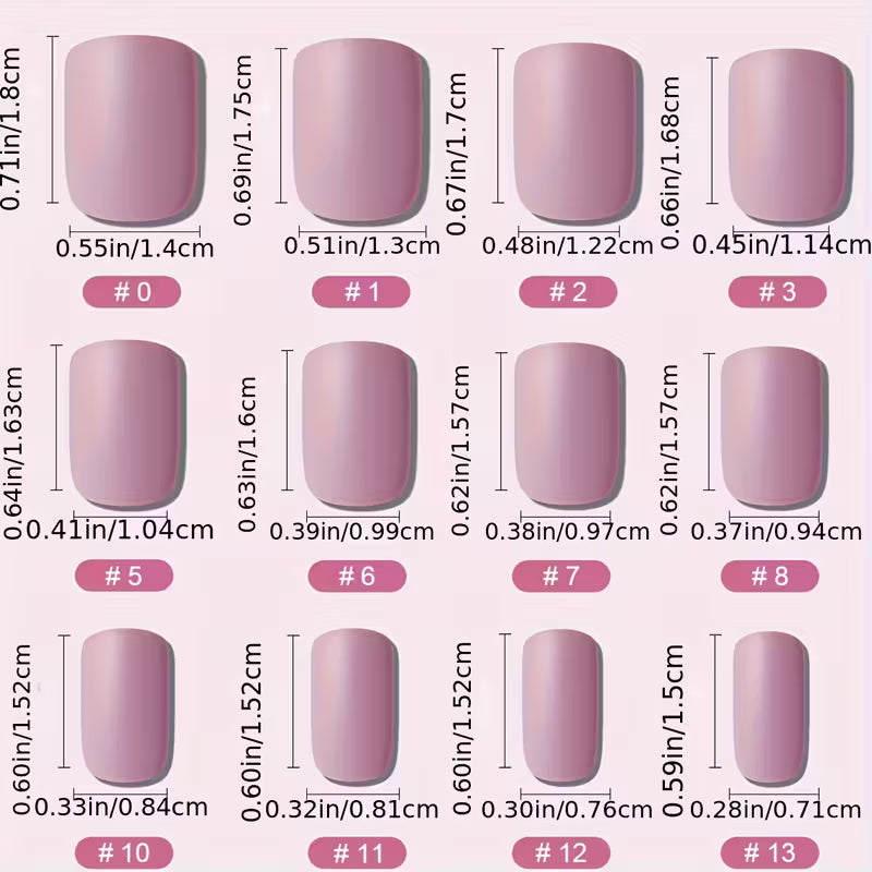 96pcs Short Geometric Square Ombre Press-On Nail Set.