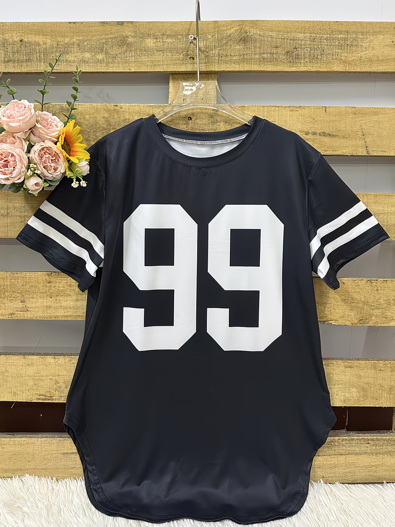 "99" Alphabet Print T-Shirt.