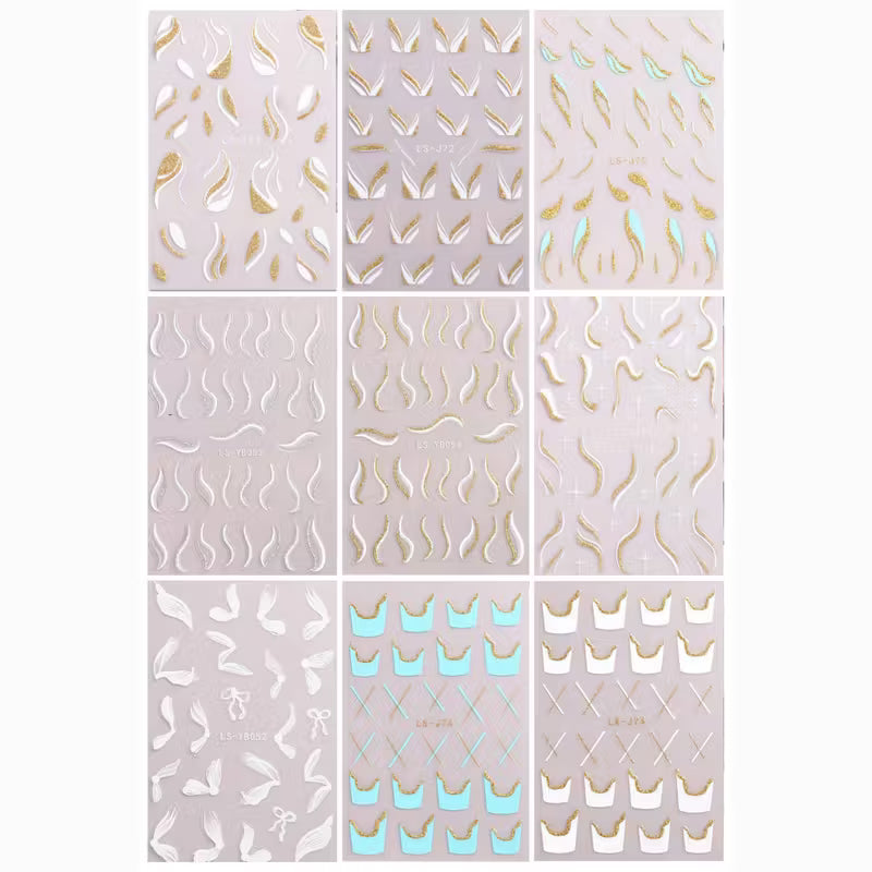 9pcs 3D Geometric Space-Theme Nail Decals.