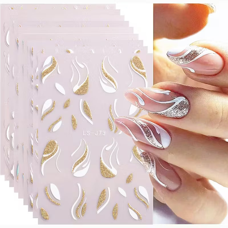 9pcs 3D Geometric Space-Theme Nail Decals.