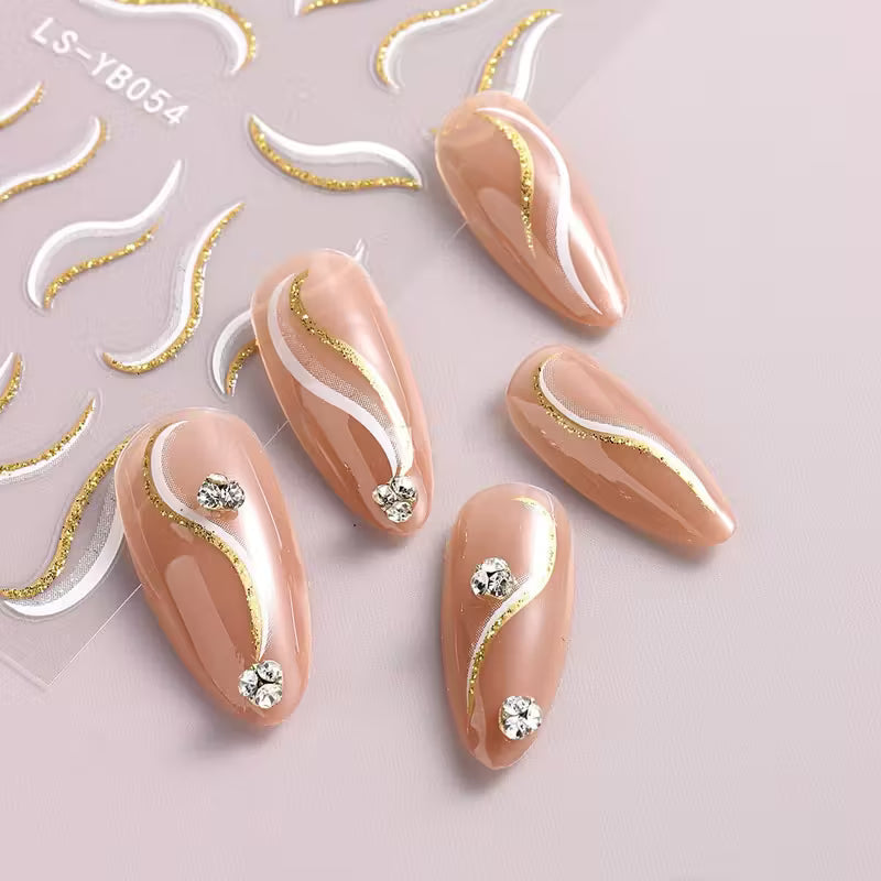 9pcs 3D Geometric Space-Theme Nail Decals.