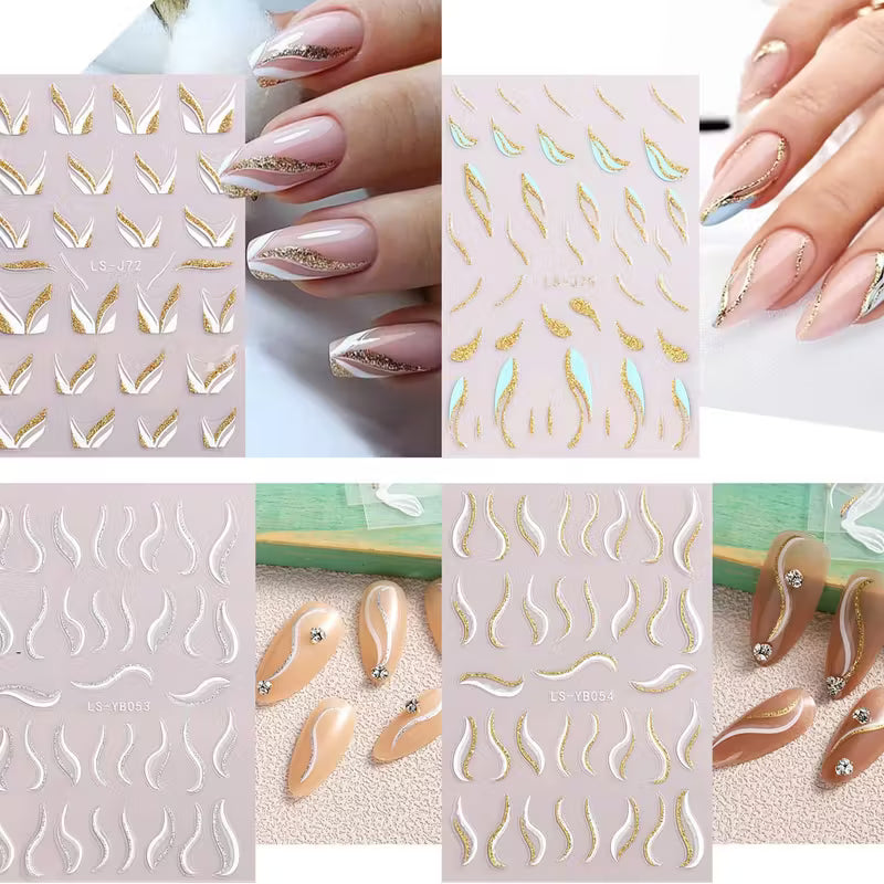 9pcs 3D Geometric Space-Theme Nail Decals.