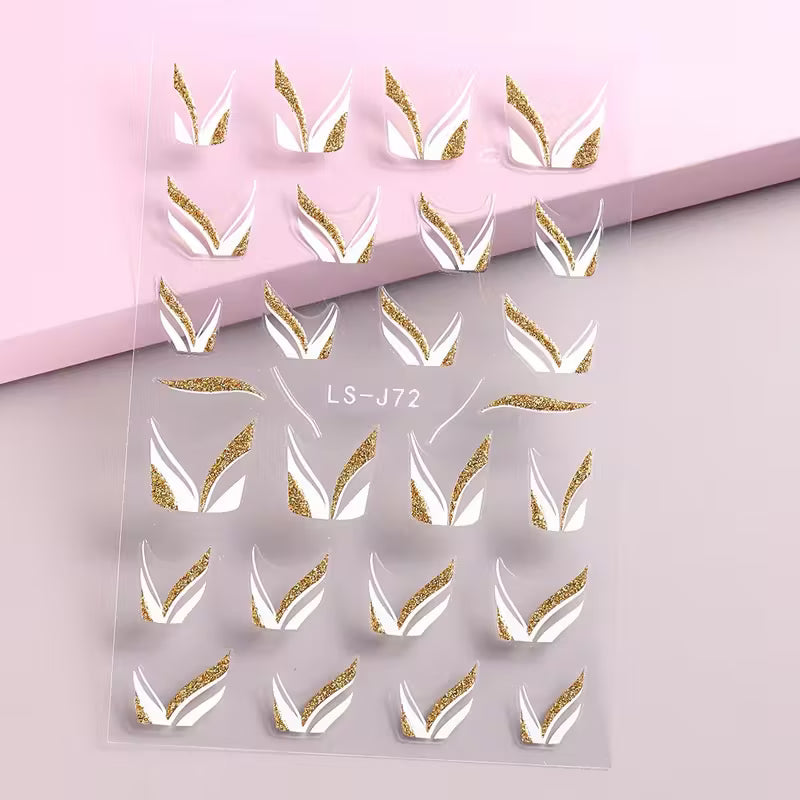 9pcs 3D Geometric Space-Theme Nail Decals.