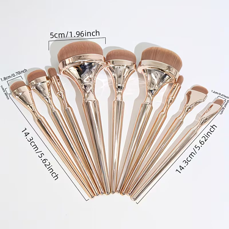 9pcs Drunk Golden Makeup Brush Set.