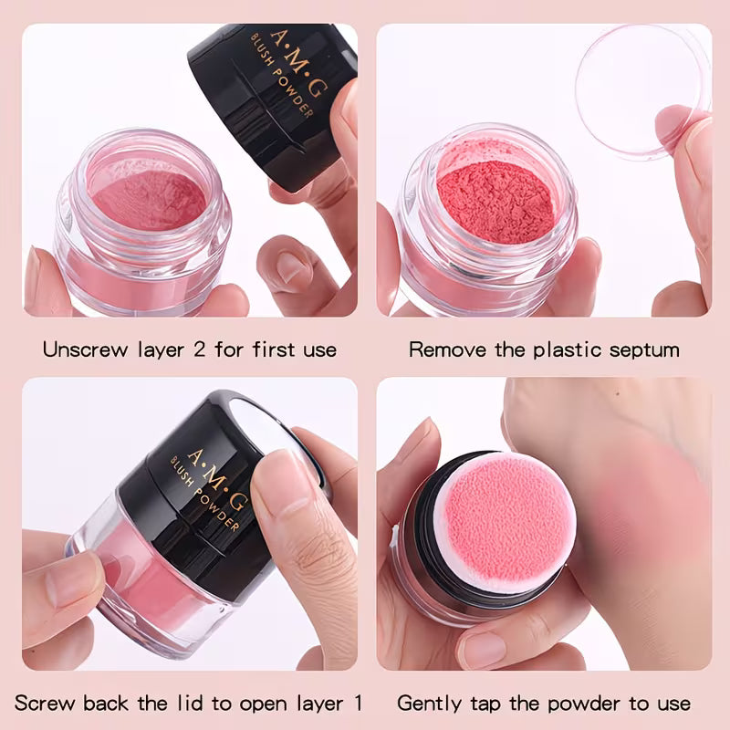 All-in-One Portable Powder with Built-in Mirror & Puff.