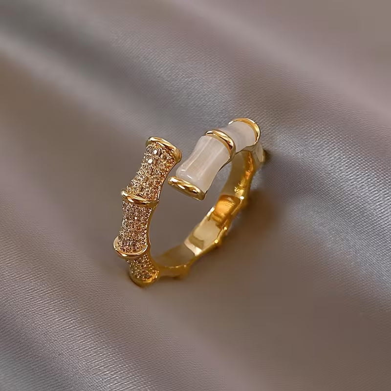 Alloy Geometric Bamboo Joint Cat's Eye Stone Rings.