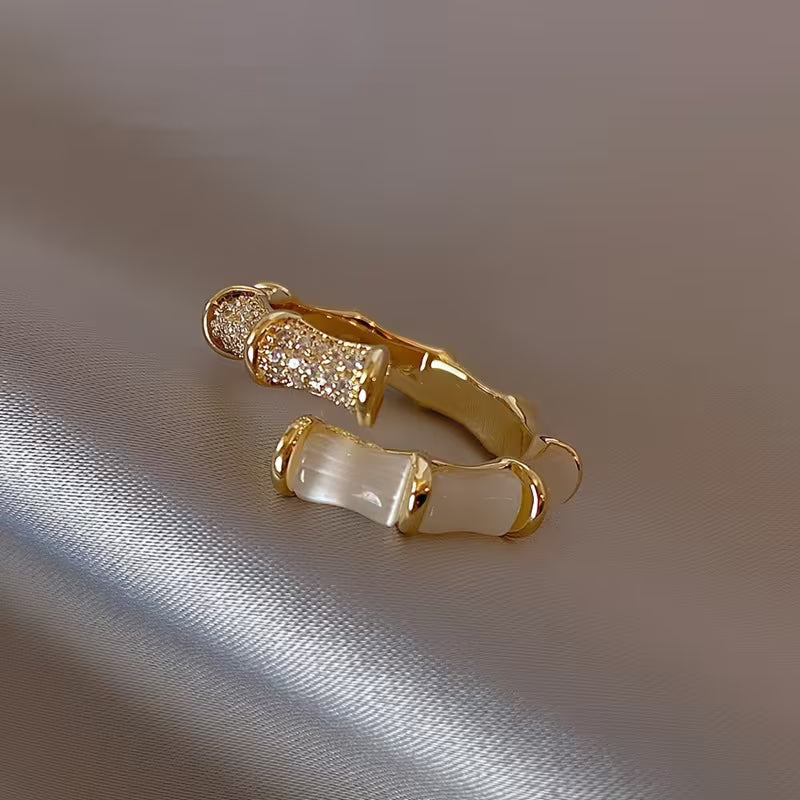Alloy Geometric Bamboo Joint Cat's Eye Stone Rings.