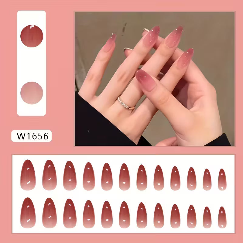 Almond-Shaped Gradient Press-On Nails.