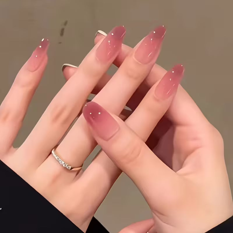 Almond-Shaped Gradient Press-On Nails.