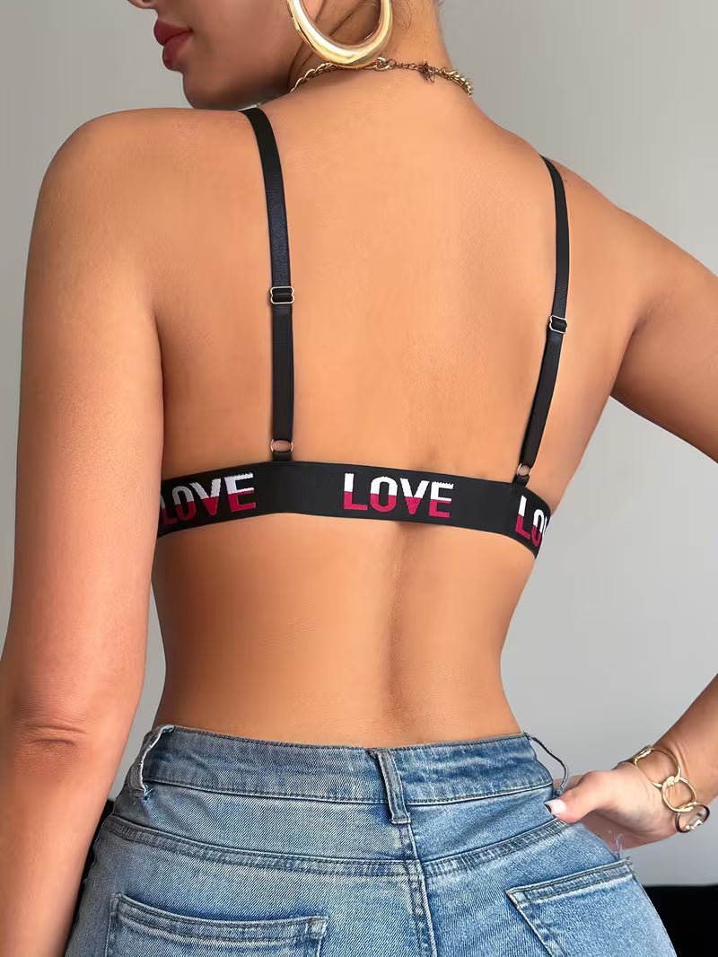 Alphabet Print Front-Clasp Push-Up Bras.