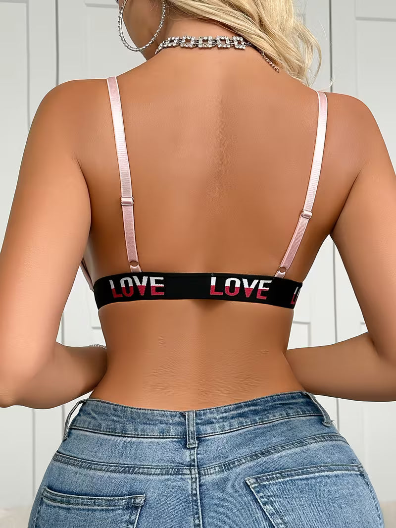 Alphabet Print Front-Clasp Push-Up Bras.