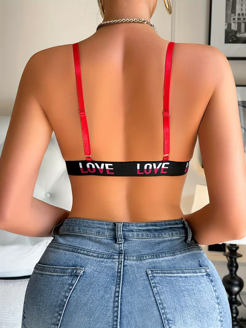 Alphabet Print Front-Clasp Push-Up Bras.