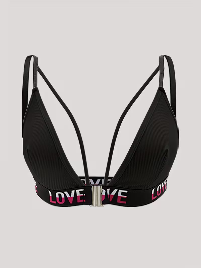 Alphabet Print Front-Clasp Push-Up Bras.