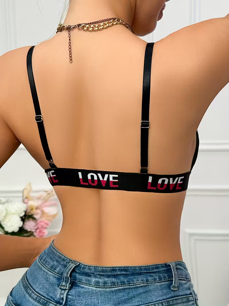 Alphabet Print Front-Clasp Push-Up Bras.